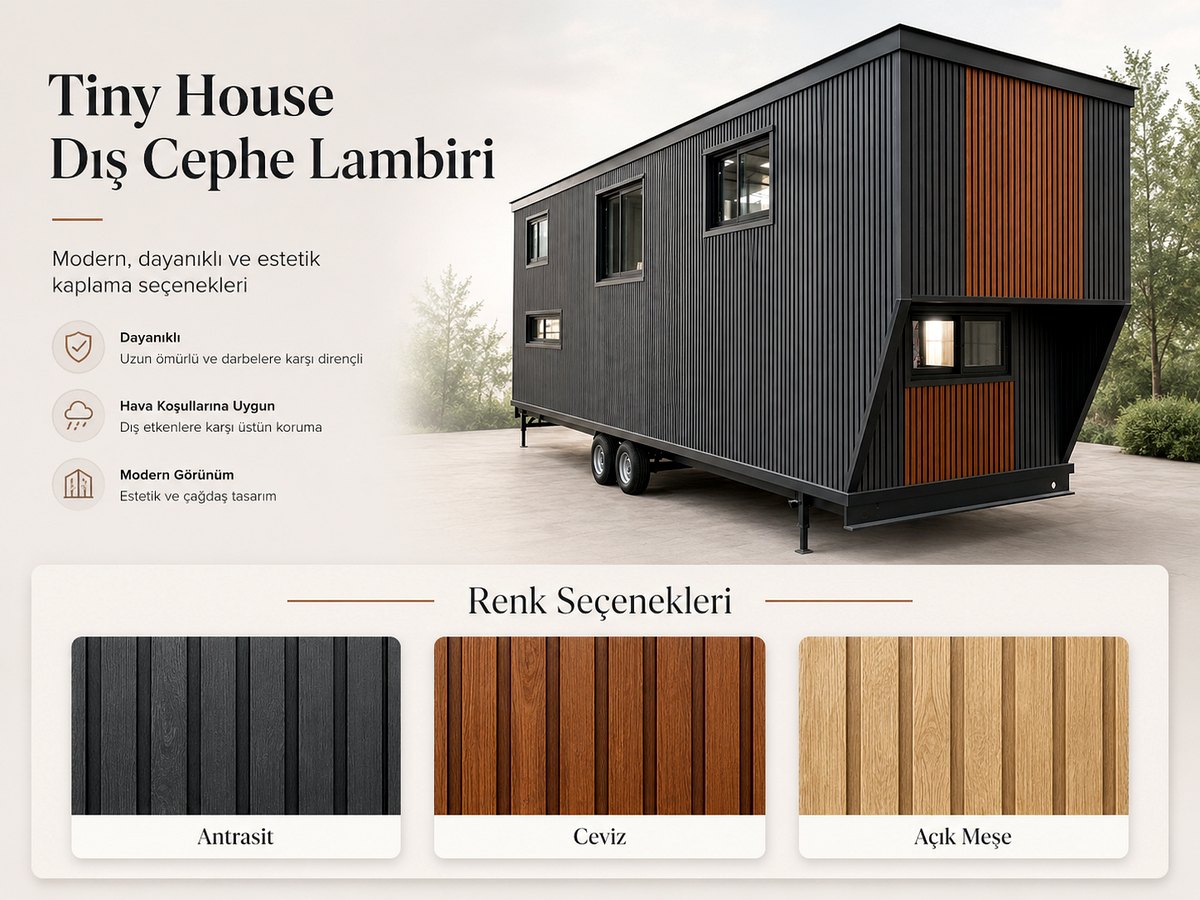 Tiny House Dış Cephe Lambiri — Kalvia panel & lambri
